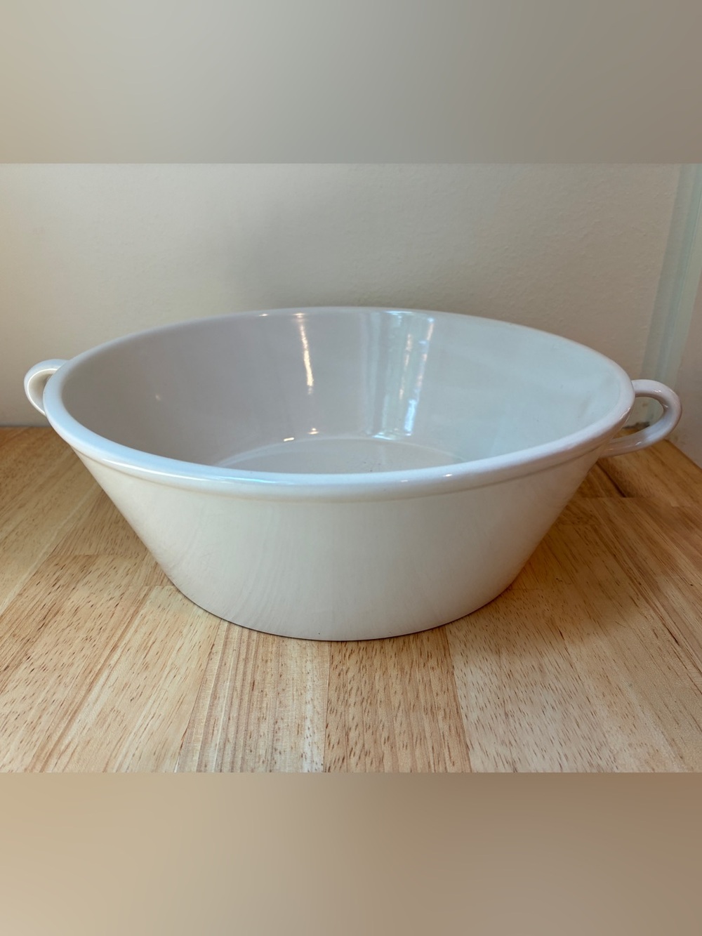 Creative Co-Op White Ceramic Serving Bowl with Side Handles